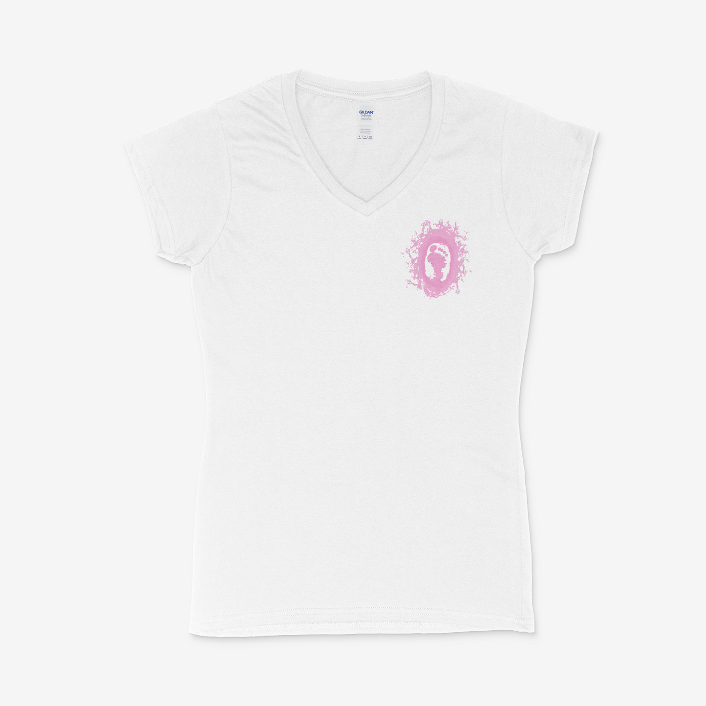 Gildan softstyle pour femme collet en V Un pas a la foi rose (logo seulement)